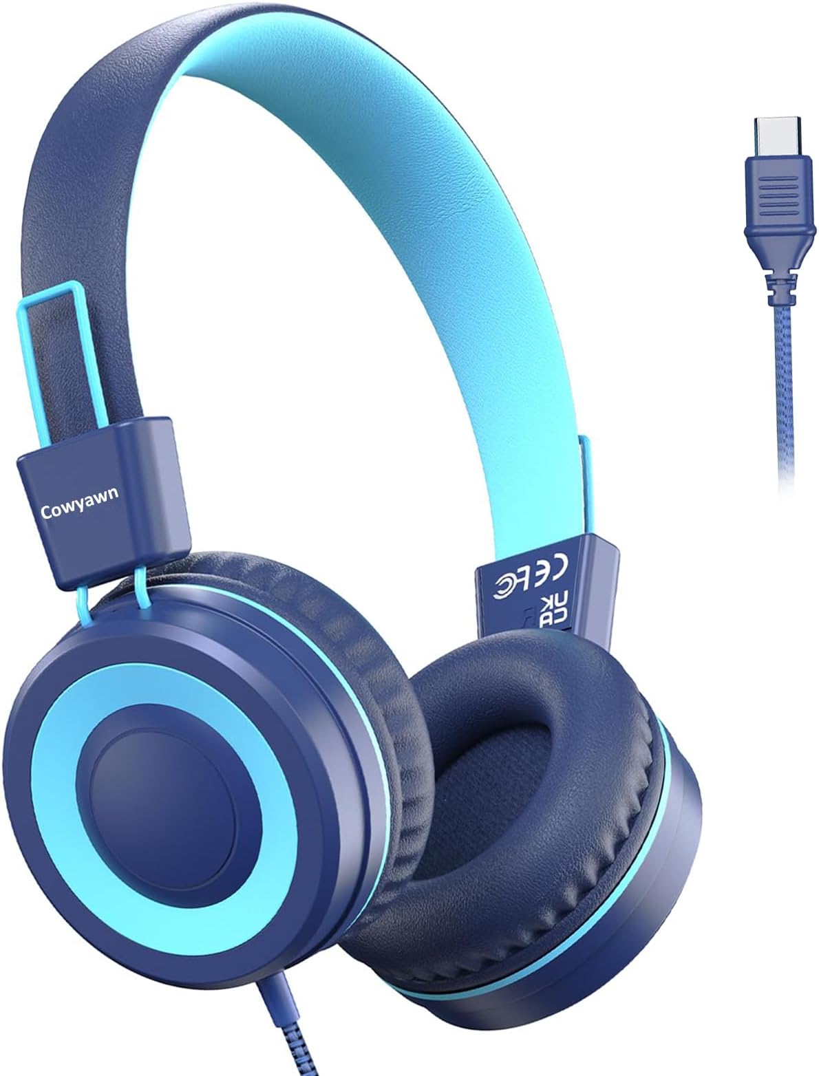 USB Type C Kids Headphones for School, Wired Toddler Headphones, 94dB Volume Limited, HD Stereo Sound, Foldable Lightweight On-Ear Wired Headphones for Kids/Children/Teens/Boys/Girls