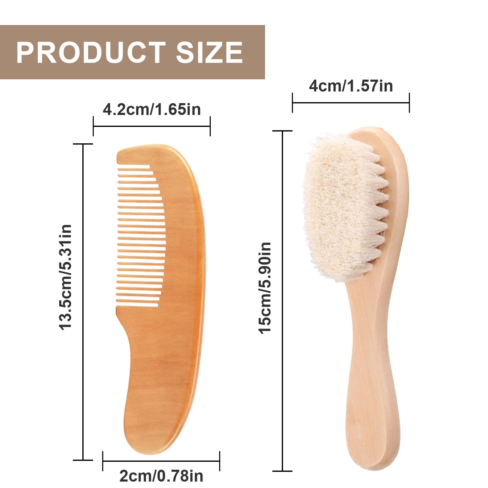 Brosse À Cheveux Bébé, Brosse à Cheveux De BéBé En Bois Et Ensemble Peigne, Poils de Chèvre Naturel, Peigne En Bois pour Nouveau-nés, Tout-petits et Jeunes Enfants