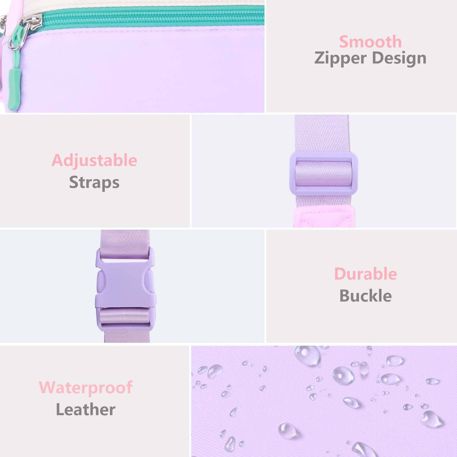 Small Fanny Pack for Girls Kids - Birthday Gift for 5 6 7 8 9 10 11 Year Old Teen Girls, Preppy Trendy Stuff Colorblock Crossbody Bag Adjustable Belt Bags for Travel Outdoor image 3