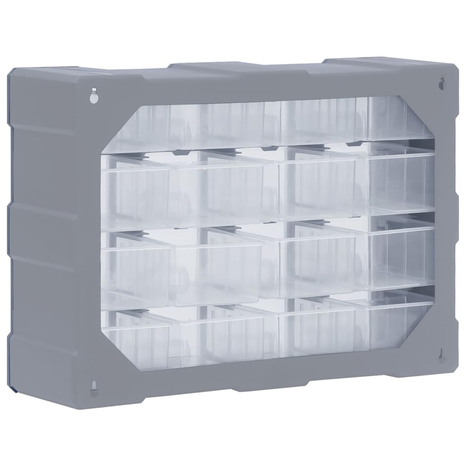 Homgoday Organizador de 16 Cajones Medianos, Caja de Herramientas Multiusos, Armario de Plástico Resistente, Gris, 52x16x37 cm, para Tornillos, Clavos y Accesorios