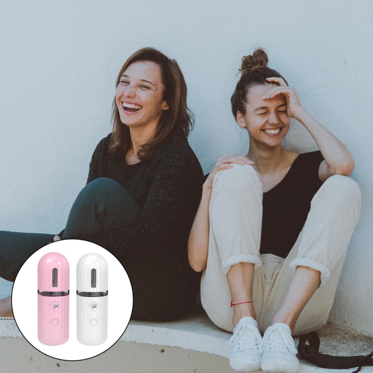 2pcs Portable Facial Mister USB Rechargeable Humidifier Lightweight Mist Sprayer Handy Moisturizing Steamer for Travel and Home Skin Care