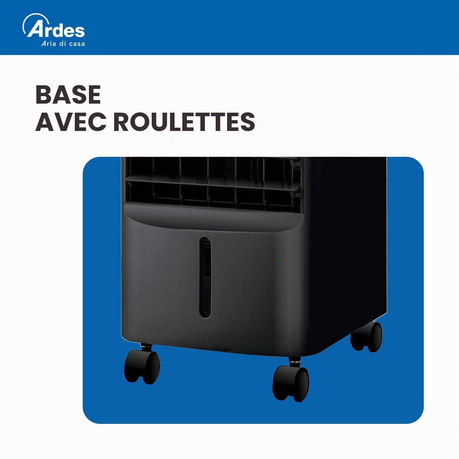 Ardes AR5AMR08 Penny Rafraîchisseur d'ambiance avec roues numériques, minuteur et télécommande, capacité du réservoir 4 L, noir