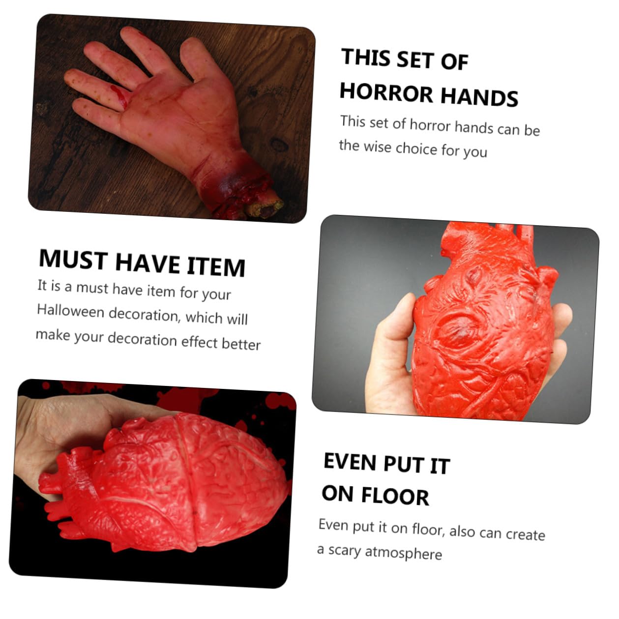 Abaodam Set 5 Pezzi Arti Finti Horror Halloween in Plastica Iperrealistica, Mani e Piedi Recisi Spaventosi per Decorazioni Casa Infestata e Feste a Tema