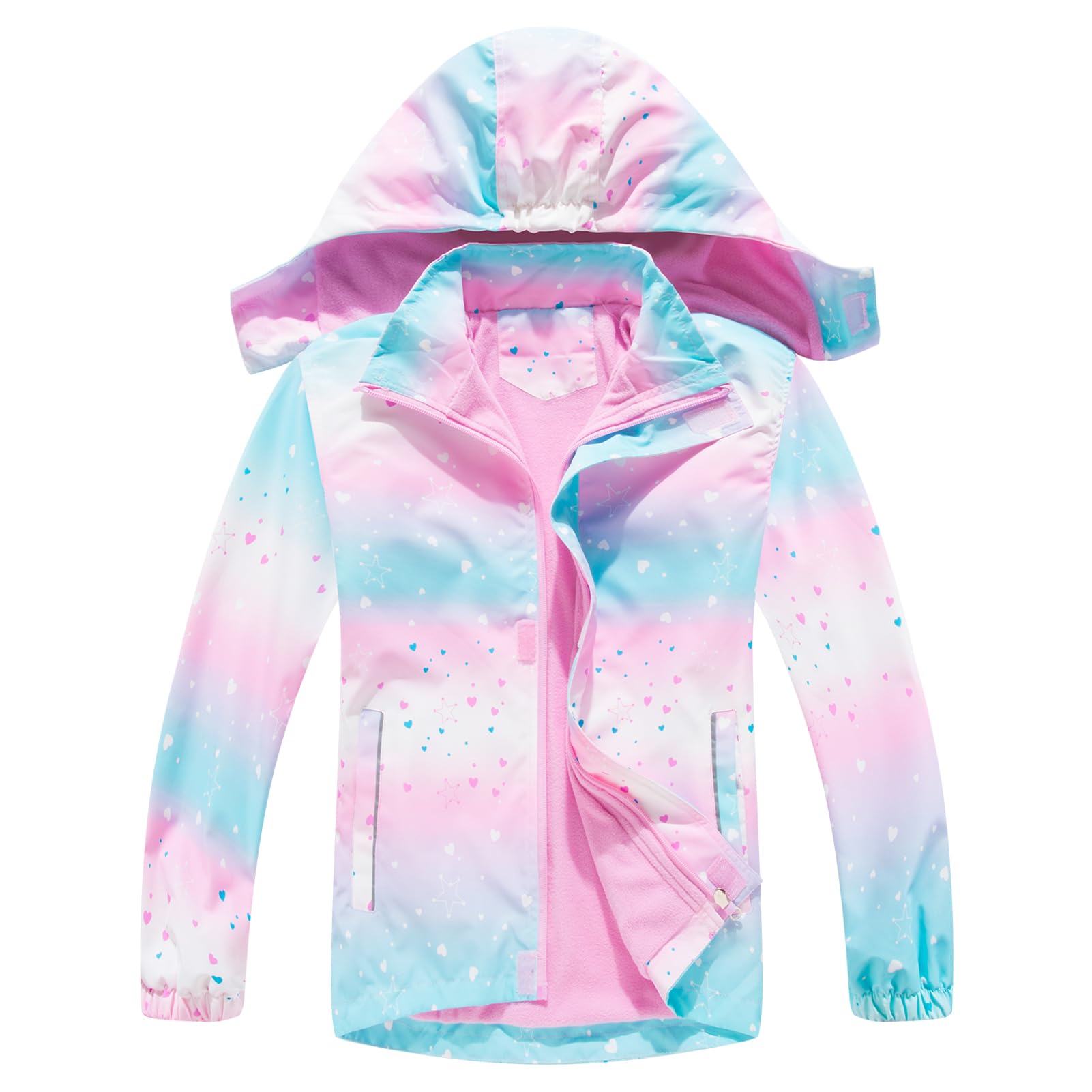 Kurtka softshell dla chłopców i dziewcząt z podszewką z polaru Kurtka przejściowa z nadrukiem Kurtka outdoorowa Ciepła wiatroszczelna Oddychająca Wiosna Jesień