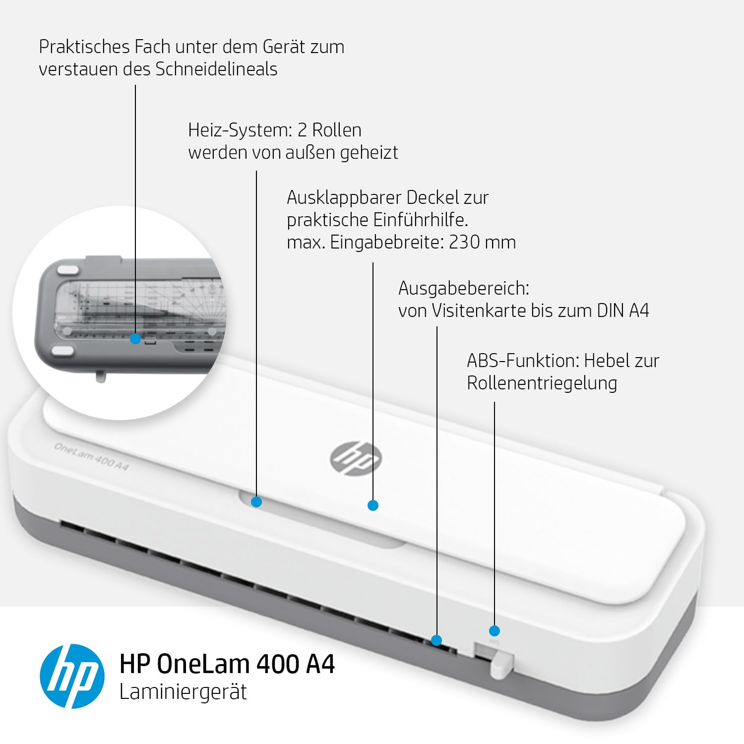 HP OneLam 400 A4, Laminiergerät, 75/80-125 Micron, inklusive Zubehör, 3160