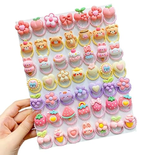 70Pcs Candy Baby Hair Ties Cute Hair Ties Cartoon Princess Elastic Hair Band, Cat Strawberry Flower Bear Ponytail Holders Rubber Bands Hair Accessories for Baby Infant Toddler