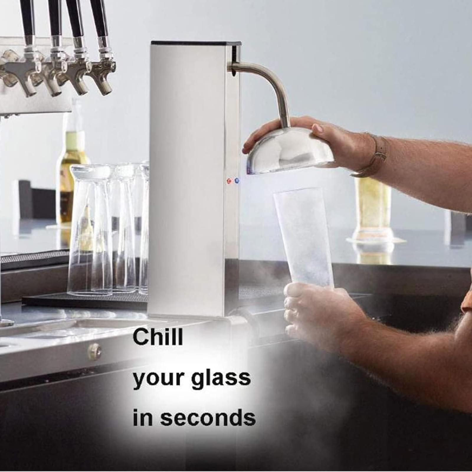 GlassFroster, refrigeratore a raffreddamento rapido per tazze da banco a -40 °C in 6 secondi per cocktail, birra, bevande miste e vino