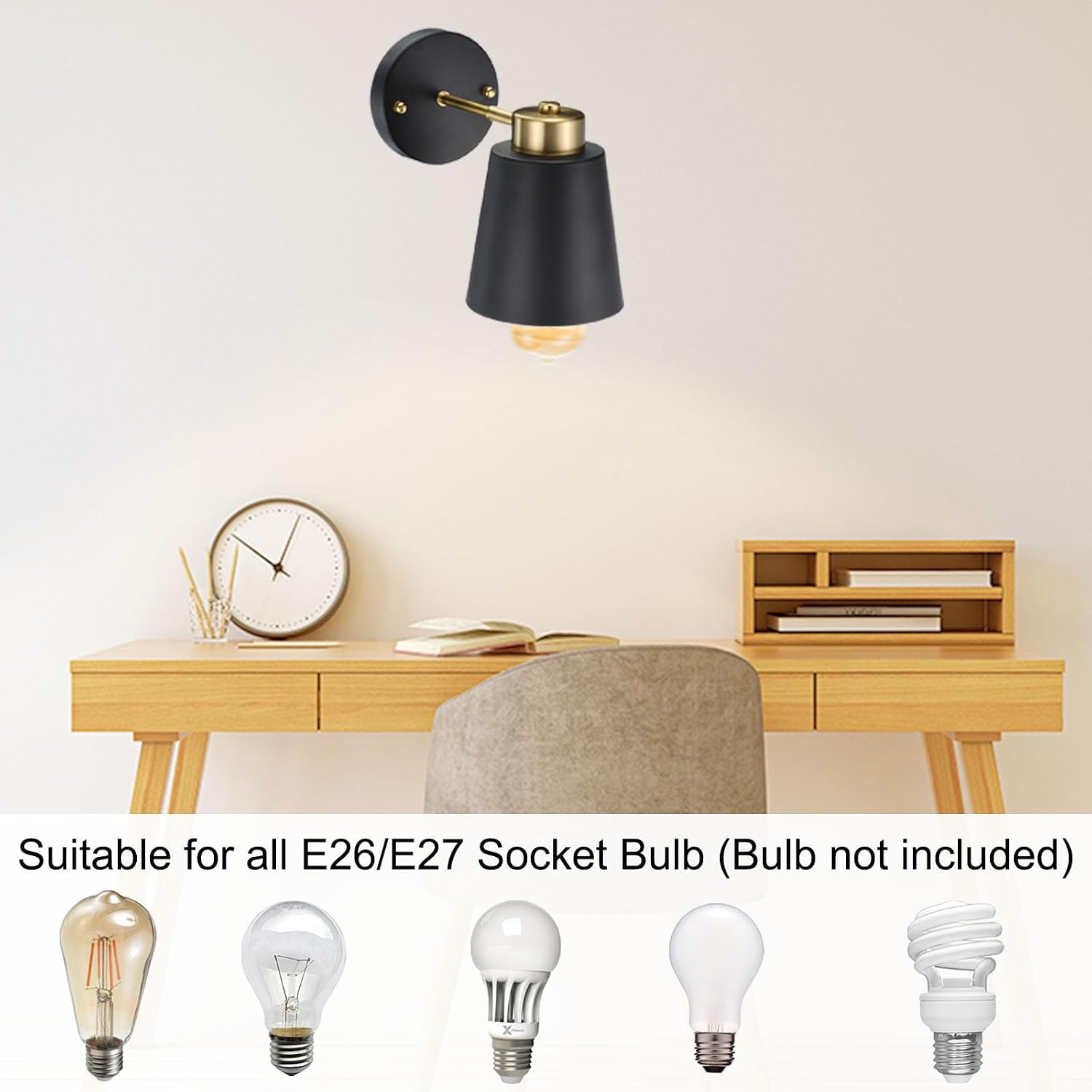 YOKIVE 2Pcs Plug in Wall Sconces, Adjustable Wall Lights Industrial Wall Mounted Lamps for Bedside Doorway Porch, Black