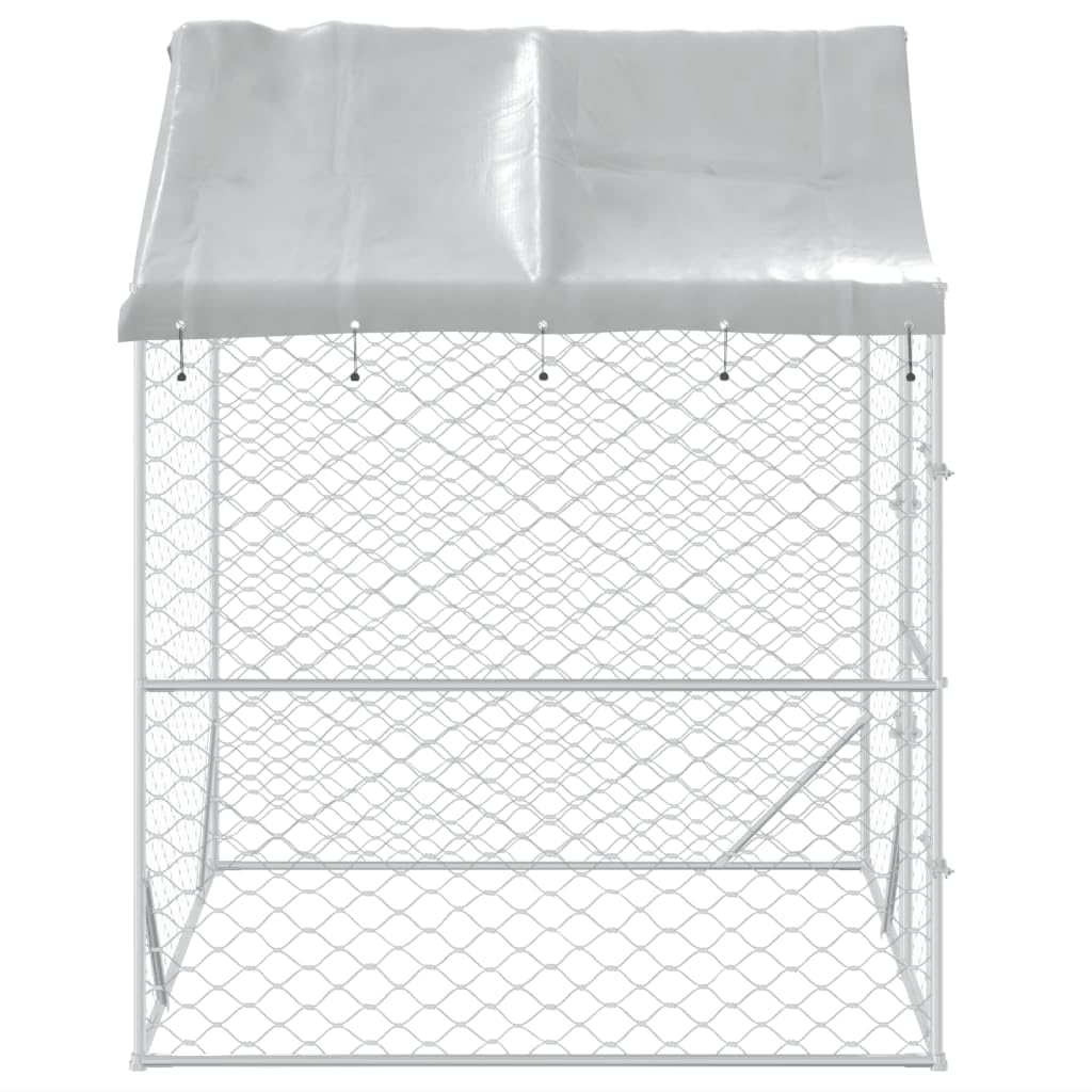 vidaXL Cuccia Cani da Esterno Tetto Argento 2x2x2,5 m Acciaio Zincato