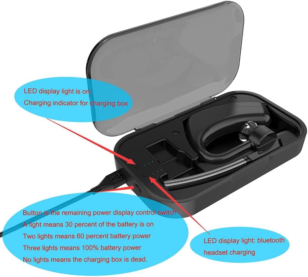 Portable Earbuds Charging for Case Black Carrying 450mah with USB Charging Cable