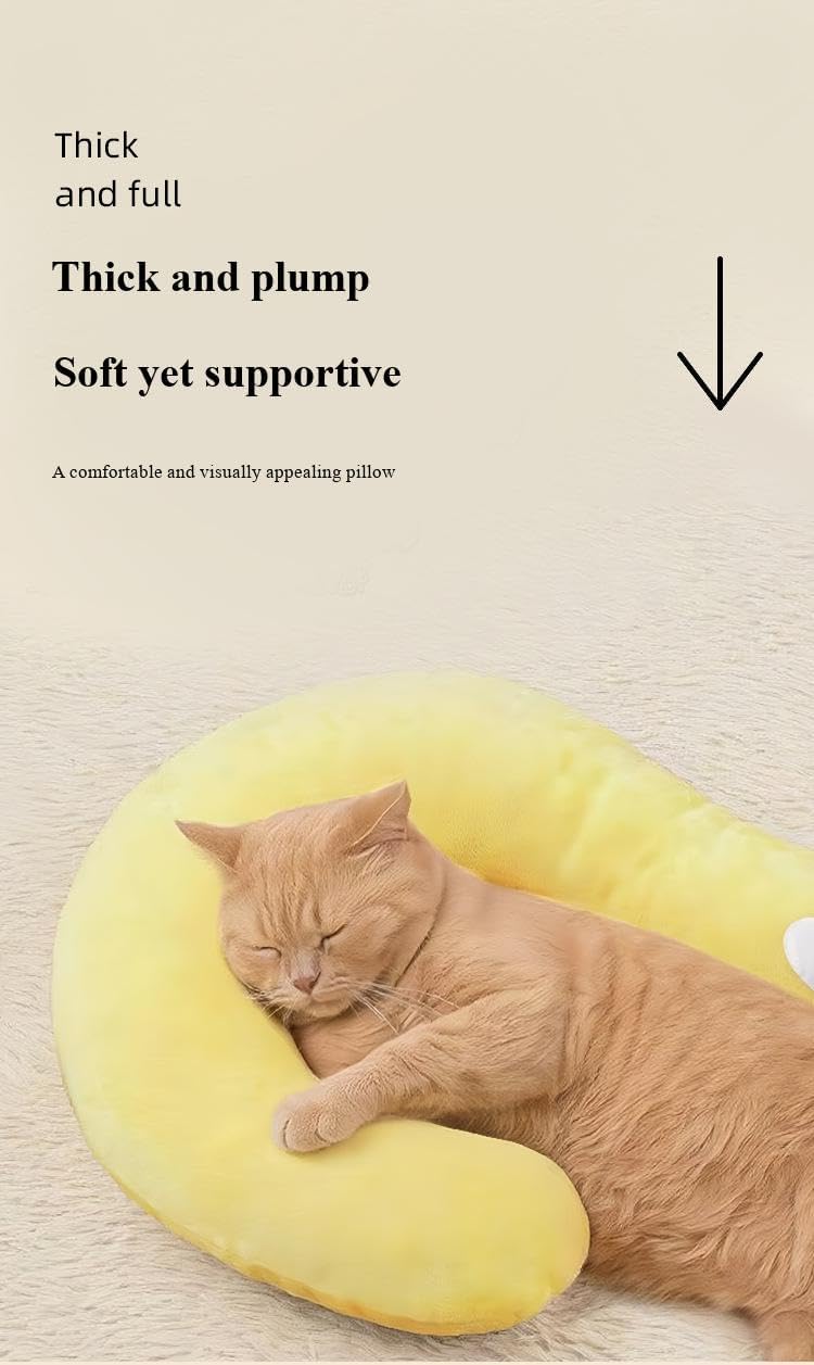 Question Mark Shaped Pet Pillow, Crystal Velvet, Blue and Yellow, 30x48 CM, Soft Cushion Mat for Cats and Dogs, 1 Piece (Yellow, Small Size(30 * 48CM))