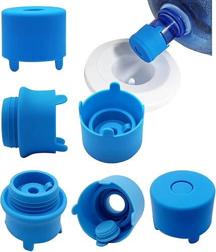 Feesrivers Tapa de jarra de agua de 3 y 5 galones, tapas de repuesto reutilizables de silicona de grado alimenticio, tapas de doble protección para