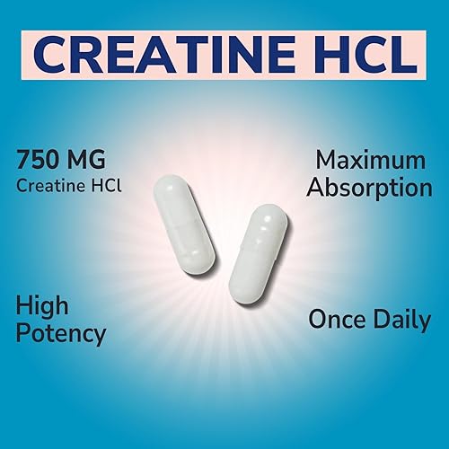 Miniatura 4 de Cápsula de creatina HCl, 750 mg de clorhidrato de creatina de alta absorción, resistencia, fuerza, absorción rápida, sin carga, sin hinchazón,