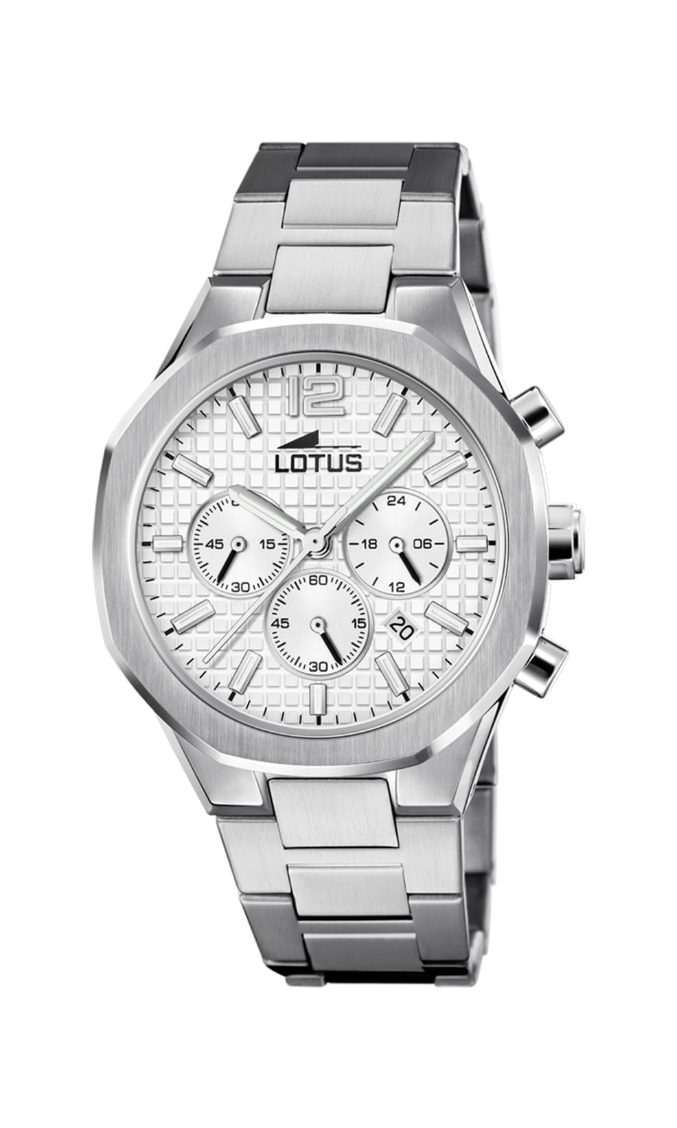 LOTUS Orologio Uomo Analogico Acciaio Inox 316L Argento - Quarzo - Cronografo - Calendario - Vetro Minerale - Impermeabile 5 ATM 18847/1 Freedom