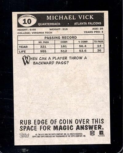 Miniatura 2 de 2005 TOPPS HERITAGE #10 MICHAEL VICK NMMT FALCONS