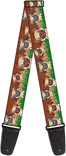 Buckle-Down Guitar Strap Pug Puppies Paw Prints Browns Greens 2 Inches Wide