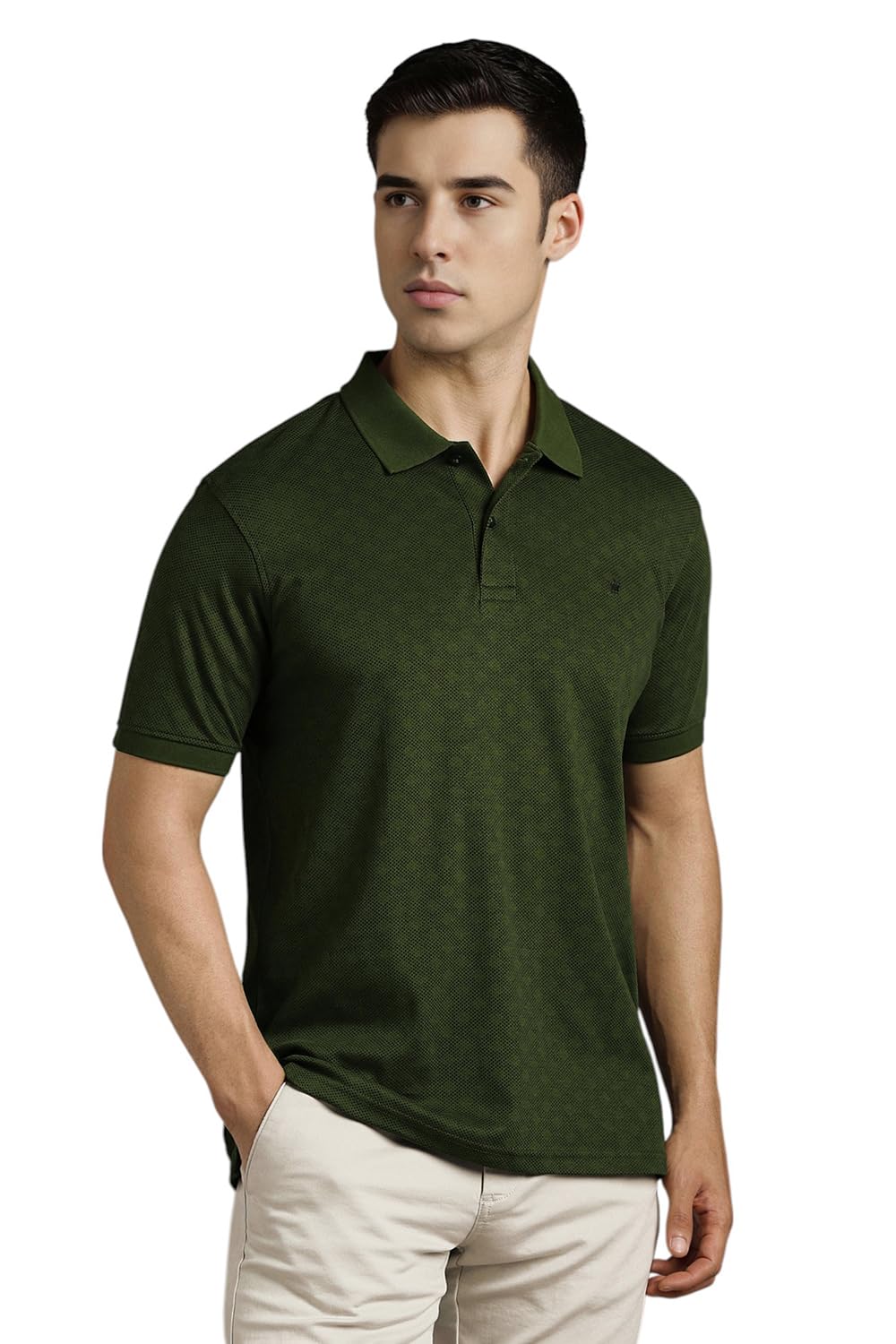 louis philippe Men's Regular Fit Interlock Fabric Soft handfeel Exclusive Festive Print Half Sleeve Polo Tshirt-picture-18