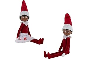 World's Smallest Elf on the Shelf Bundle Set of 2 Boy and Girl Dark Skin