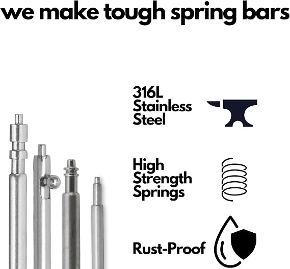 2.0mm 'Skinny Fat' Spring Bar Watch Pins | 18mm 20mm 22mm 24mm