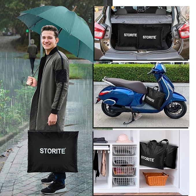 Image of Storite PU Coating Waterproof Rain Cover for Laptop Messenger Bag Upto 15 Inch, Office Bag Cover (Black)
