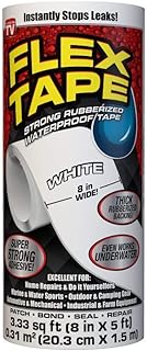 Flex Tape, 8 in x 5 ft, White, Original Thick Flexible Rubberized Waterproof Tape - Seal and Patch Leaks, Works Underwater, Indoor Outdoor Projects - Home RV Roof Plumbing and Pool Repairs