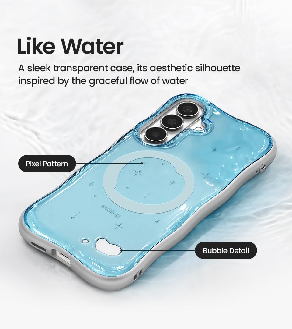 iFace BeBling - Custodia per cellulare Aero [compatibile con S26+] 3D Water Ripple Wave, design lucido traslucido, struttura fluida, antiurto, protezione per fotocamera, regalo elegante per i