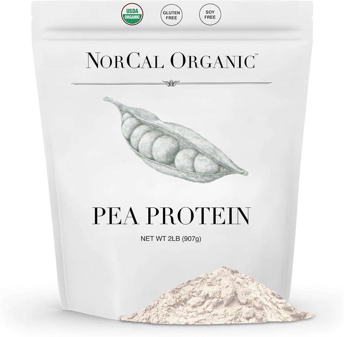 NorCal Organic Pea Protein Isolate, Unflavored, Vegan, 2 lb, 35 Servings