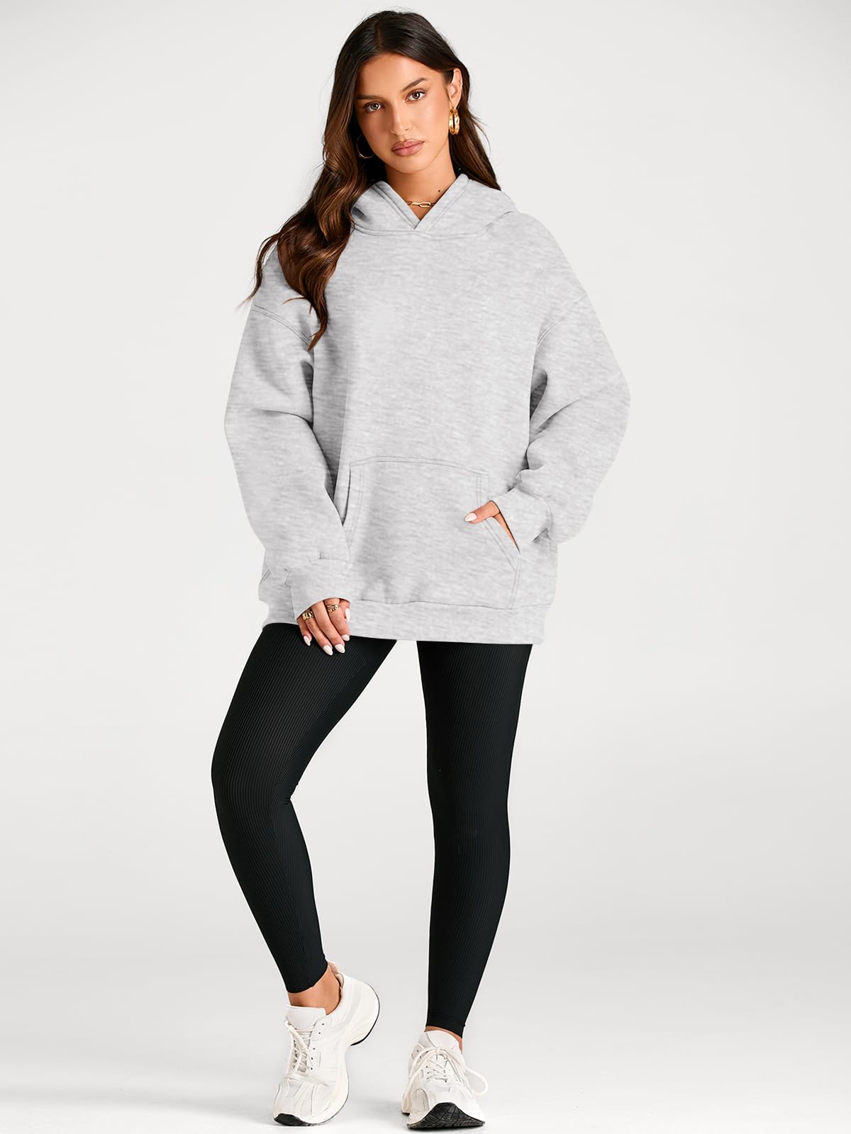 AUTOMET Sudaderas de gran tamaño con capucha de forro polar para mujer, mangas largas, camiseta tipo pulóver, conjuntos de otoño 2024 con bolsillo