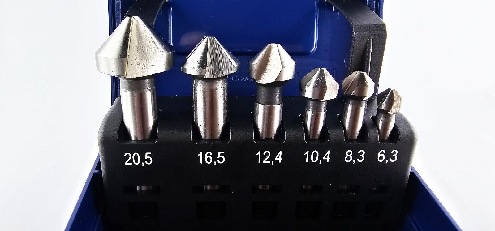 WRS Qualitäts Kegelsenker Satz, Industriequalität, in ROSE-Kunststoffkassette, 6,3-20,5 mm Ø, 6-tlg., HSS - für Stahl