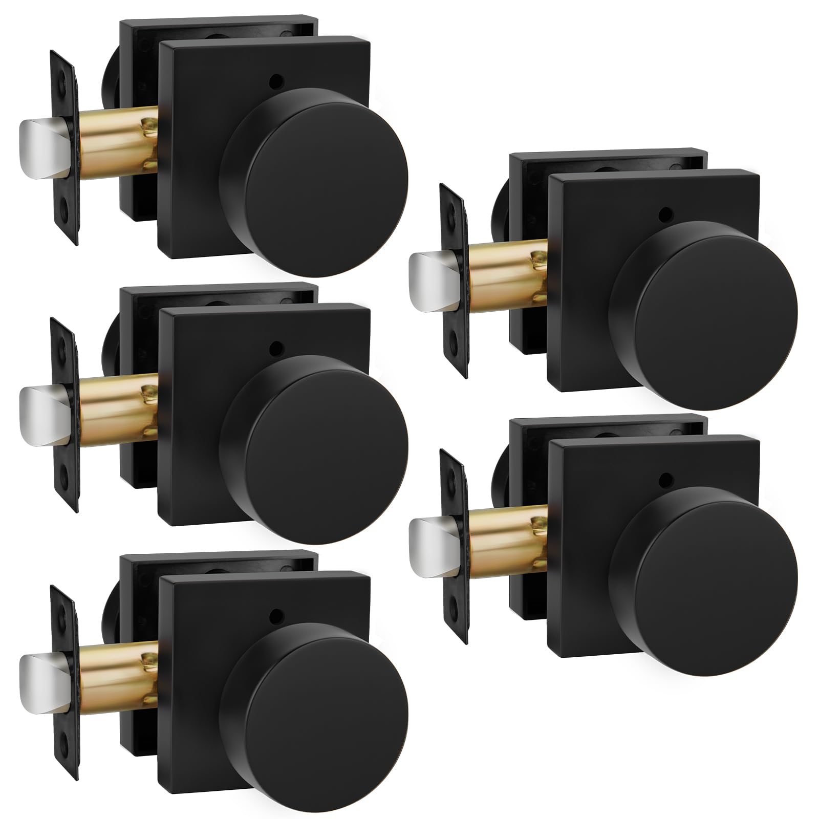 Goldenwarm Matte Black Door Knobs - 6 Pack -21 Goldenwarm Matte Black Door Knobs - 6 Pack -21