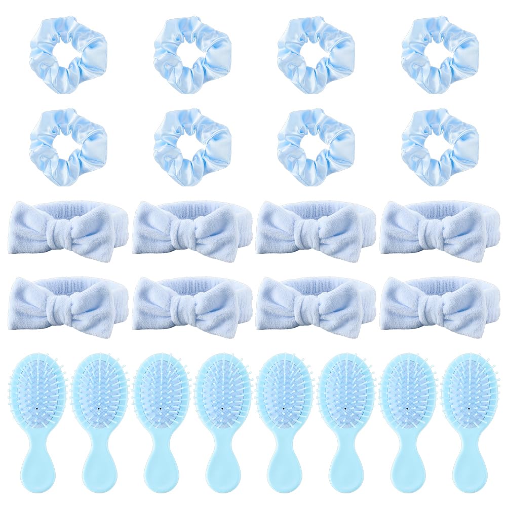 WADORN 24Pcs Bachelorette Party Favors Set Include Headbands Hair Ties Hair Brush for Women Sleepover Spa Bachelorette Bridal Bridesmaid Shower Party Gifts Wedding Accessories Supplies, Blue-image-29