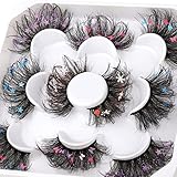 wiwoseo False Eyelashes Wispy Lashes Valentines Festival Long Dramatic 3D Star Butterfly Snow Decorative 25MM Fake Eyelashes for New Year Cosplay Party for DIY at Home