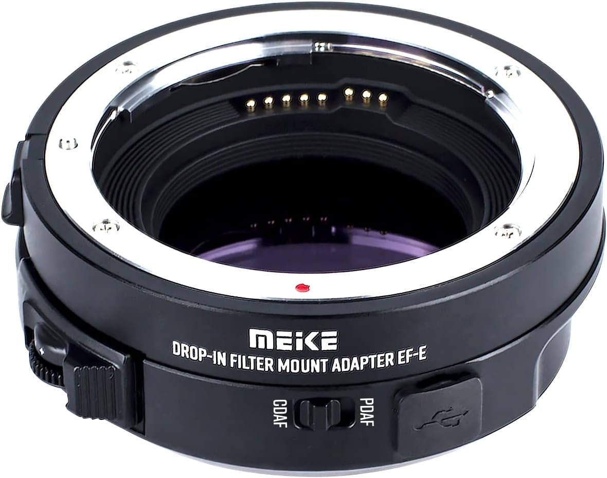Meike MK-EFTE-C VND Drop-in Filter Auto-Focus Mount Lens Adapter for Canon EF/EF-S Lenses to Sony E Mount Cameras with Variable ND Filter and UV Filter A7SII A7 A6000 A6500 A7SIII A9