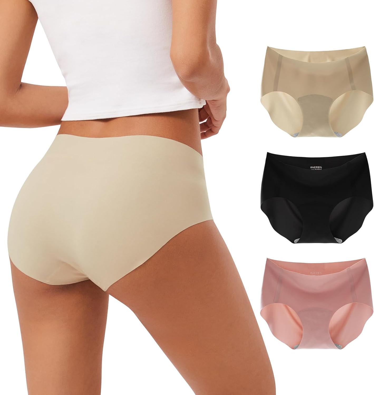 INNERSY Women's Seamless No Show Hipster Panties Invisible Light Underwear 3-Pack
