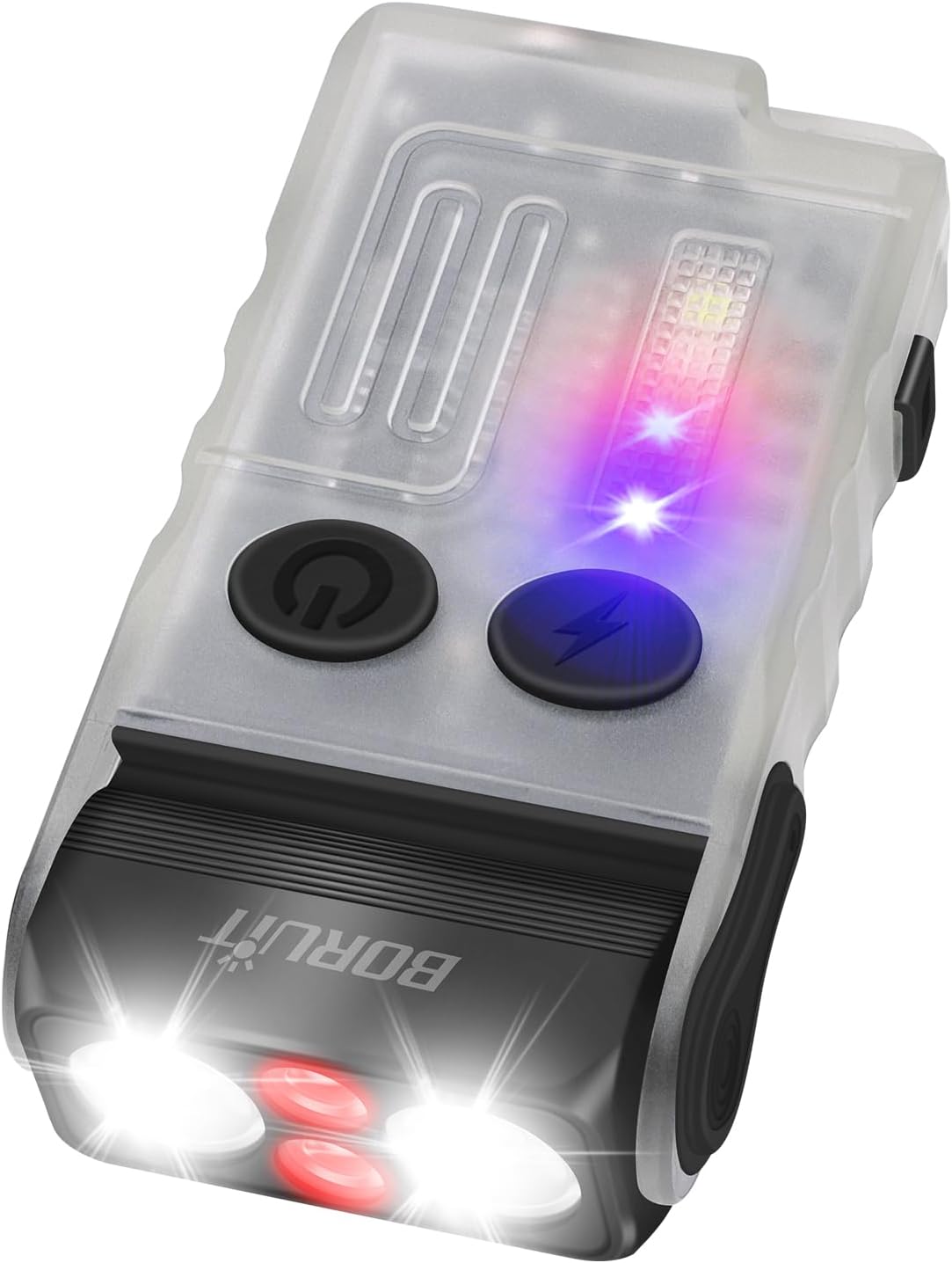 V20 Small Powerful Flashlight Super Bright with Red Blue Warm Light, 180° Head Swivels 110dB Buzzer - Mini Keychain Pocket Rechargeable LED Flashlights USB EDC Clip Flash Light