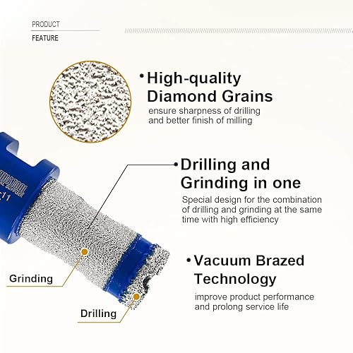 Miniatura 5 de SHDIATOOL Brocas de diamante de 1-38 pulgadas, broca de fresado para biselar biselado, azulejos de porcelana, mármol, cerámica, granito de 1.378 in