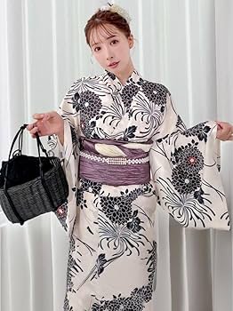 Amazon.co.jp: 菊浴衣セット[gi1528] ブラック 古典花柄 浴衣