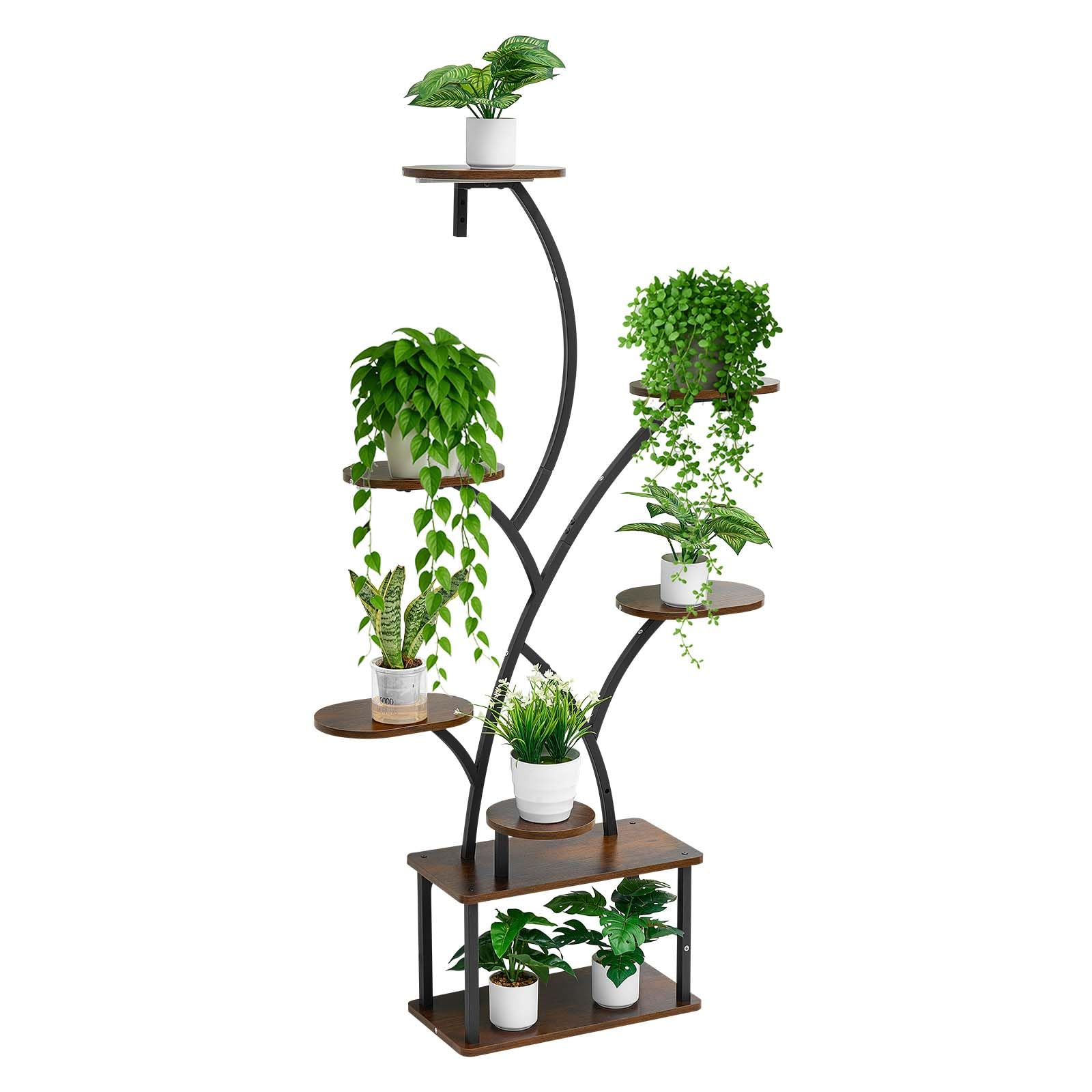 VEVOR Pflanzenständer mit Wachstumslichtern, 8-stöckiges Pflanzenregal, Blumenständer, 3 Timer- & 10 Helligkeitsstufen, Blumenregal als Dekoration für Wohnzimmer & Balkon, 920x310x1575 mm