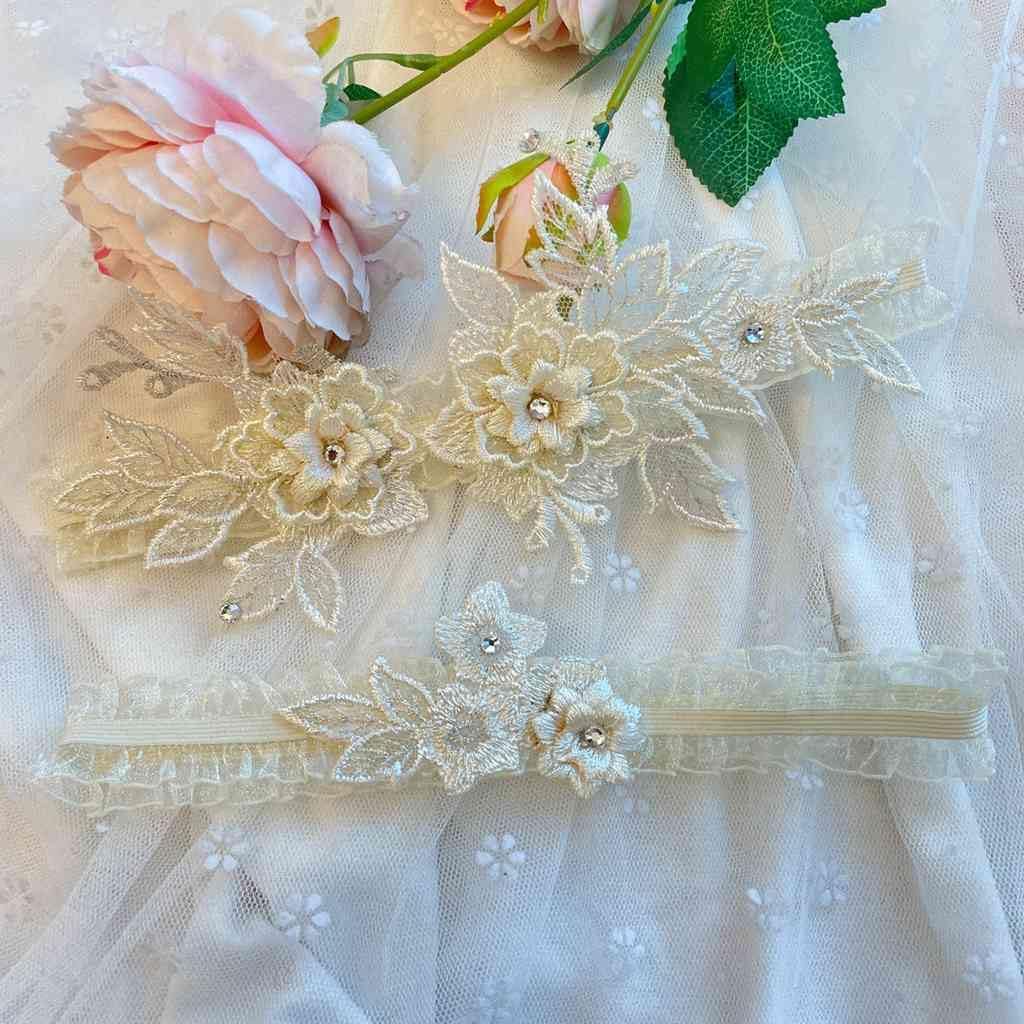 Garters for Bride Women, Wedding Bridal Garters Set for Bride with Stretchy Band, Bridal Thigh Garter Belt