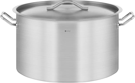 Royal Catering Olla De Inducción Cacerola Profesional RCST-58E3-S (Con Tapadera, Acero Inoxidable, Bordes Antigoteo, Fondo de 5,8 mm, 59 Litros)