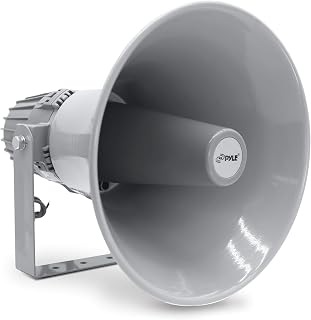 Indoor Outdoor PA Horn Speaker - 12.7 Inch 60 W Compact Loud Sound Megaphone w/ 400Hz-5KHzz Frequency, 16 Ohm, 70V/100V Transformer, Mounting Bracket Hardware, For 70V/100V Audio System - Pyle PHSP12