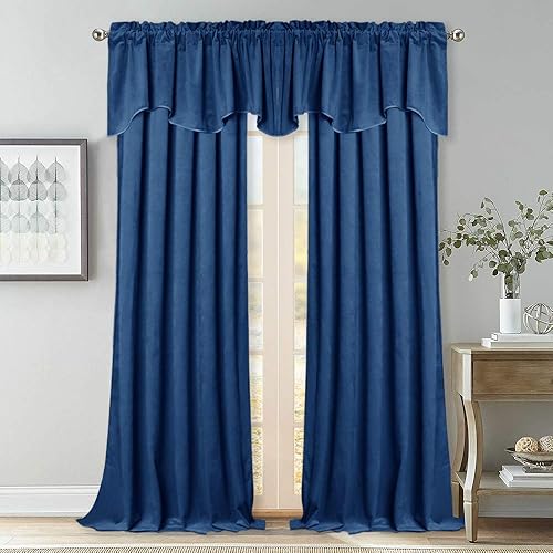 Miniatura 3 de StangH - Cortinas de terciopelo supersuaves para dormitorio (2 paneles, diseño de bolsillo para barra), Azul