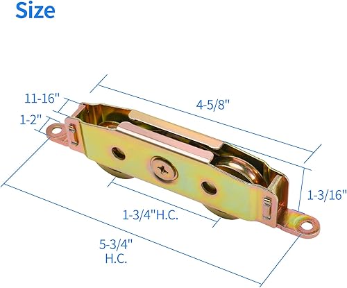 Miniatura 6 de Huazu Rodillos para puertas correderas de alta resistencia, rodamiento de bolas de acero de 1-14 pulgadas, lados ajustables, juego de 2 piezas con