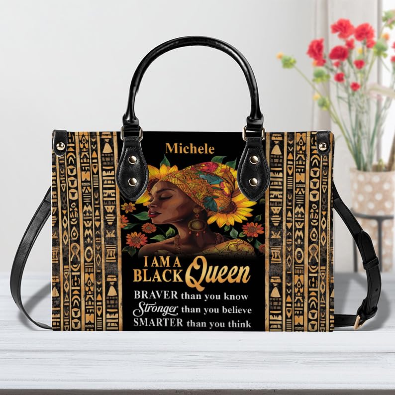Personalized Leather Handbag For African American, Mother's Day Birthday Christmas Gifts For Women, For Black Women3