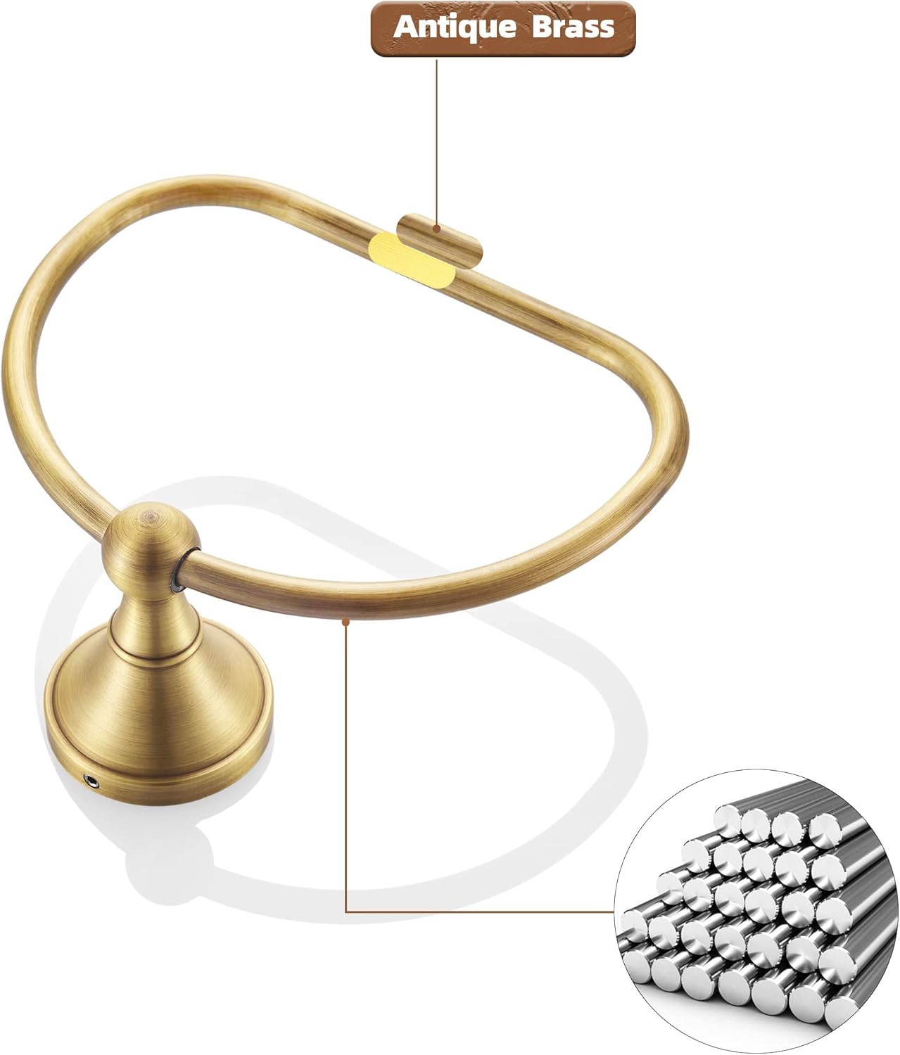 WOLIBEER Brass Towel Ring,Antique Hand Towel Holder Hanger,Round Towel Holder for Bathroom Wall Mounted Retro Kitchen Accessories