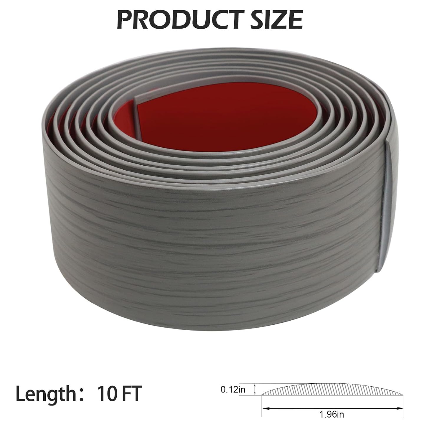 Floor Transition Strip - Self-Adhesive PVC Trim for Carpet to Flooring, Threshold Gap Cover (10ft x 1.97in, Grey Wood)