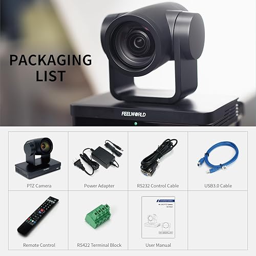 Miniatura 9 de FEELWORLD UHD4K12X 4K PTZ Cámara USB POE 12X Zoom óptico Pan Tilt Zoom, AI Auto Tracking Fcous SDI HDMI IP Control remoto para transmisión en vivo