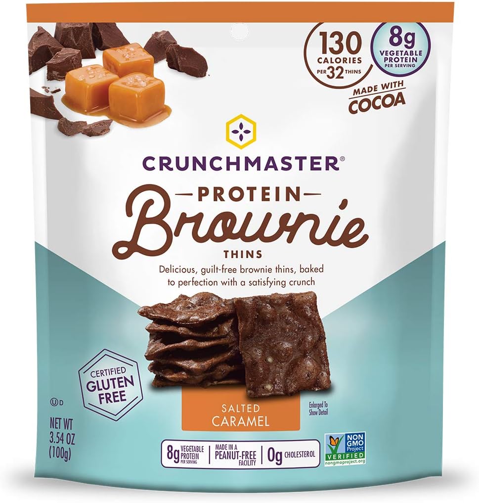 Crunchmaster Protein Brownie Thins Salted Caramel, 3.54 Ounce