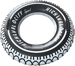 Sport Boia Inflável Circular Preta, Estilo Pneu de Caminhão, 90cm para Piscina e Praia, Flutuador para Adultos e Crianças