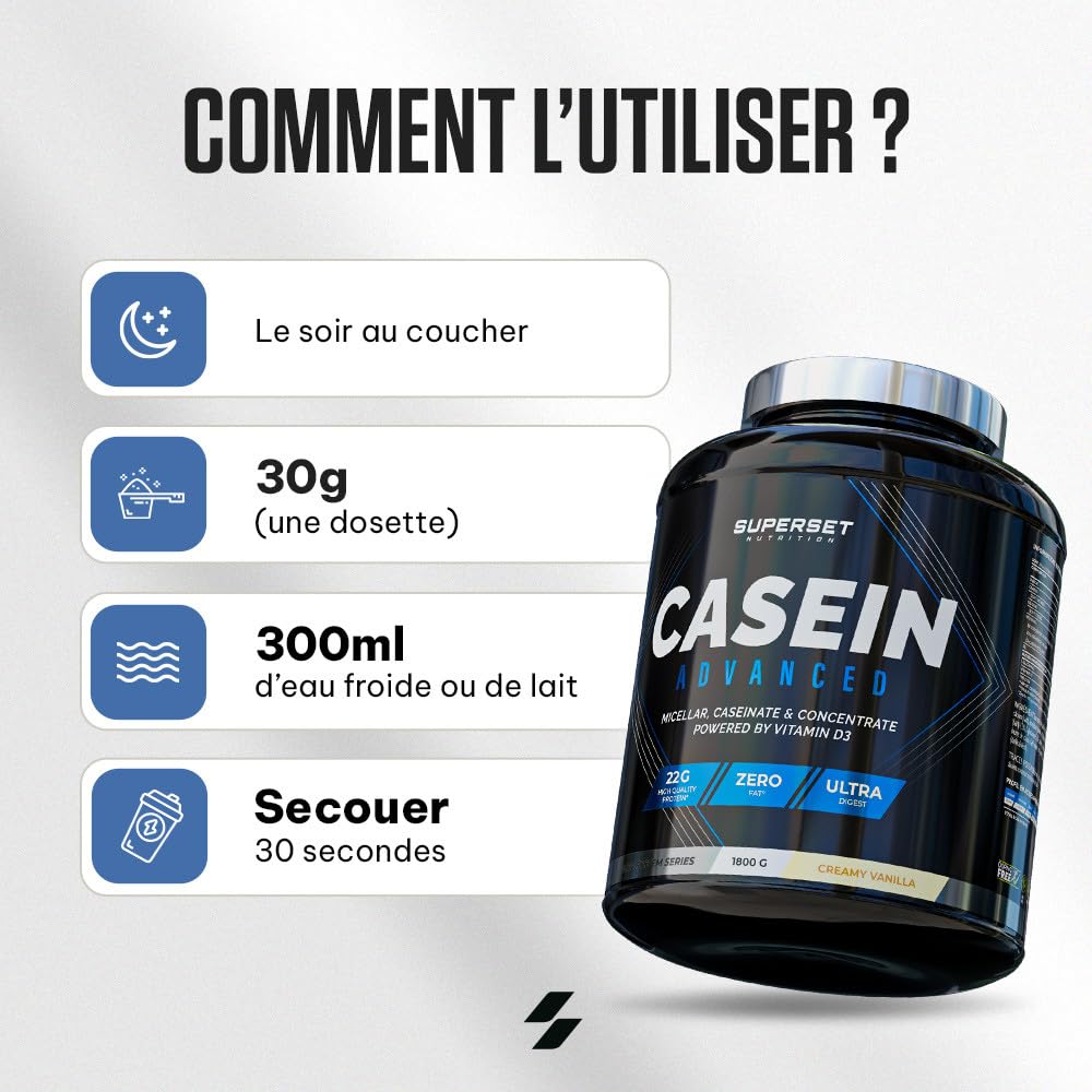 Superset Nutrition - 100% Casein Advanced (1,8kg) - Protéine à assimilation lente - Objectifs sèche, anti-catabolique et prise de muscle - Faible en sucres, Enrichie en vitamine D3 - Fraise Yogourt